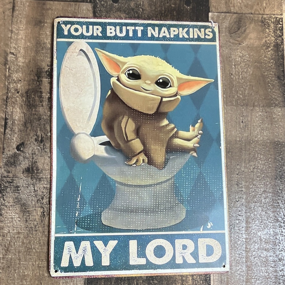 Grogu Star Wars Humorous Toilet Metal Sign Cartoon Character Wall Decor